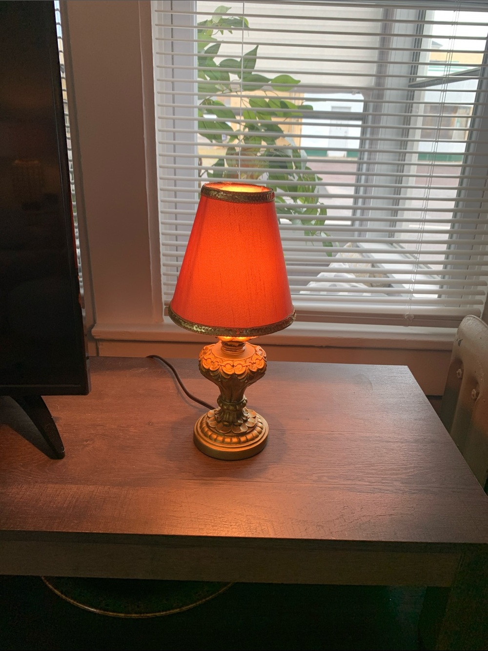 Classic Gold Table Lamp with Brown Shade - Home Accents